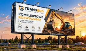 Stalowa konstrukcja pod reklamę firmy świadczącej usługi budowlane